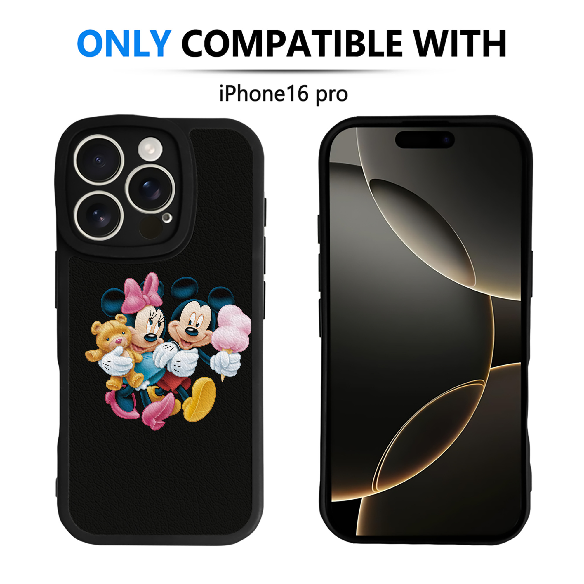 （画像用） ミッキーマウス Mickey Mouse 【iPhone 16シリーズ対応】シリコンスマホケース（レザー調） 材質：シリコン
